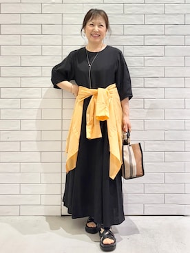 「OPAQUE.CLIP（オペークドットクリップ）のクロスベルトデザインサンダル（サンダル）」を使った、yさん（レディース・148cm）の春コーディネート