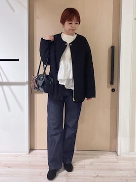 「アイテム（チャーム、ブラウン系）」を使った、ひらしーさん（レディース・164cm）の冬コーディネート