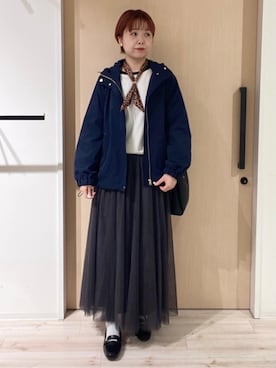 「アイテム（チャーム、ブラウン系）」を使った、ひらしーさん（レディース・164cm）の冬コーディネート