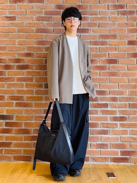 「tk.TAKEO KIKUCHI（ティーケータケオキクチ）のアイテム（バッグ）」を使った、Hisashiさん（メンズ・167cm）の夏コーディネート