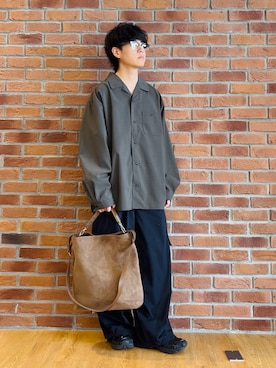 「tk.TAKEO KIKUCHI（ティーケータケオキクチ）のアイテム（バッグ）」を使った、Hisashiさん（メンズ・167cm）の夏コーディネート