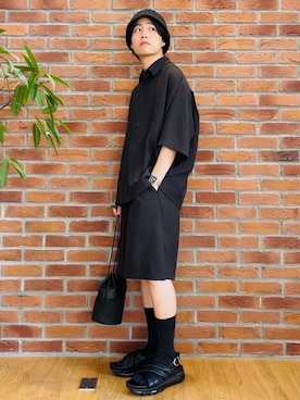 「tk.TAKEO KIKUCHI（ティーケータケオキクチ）のアイテム（パンツ）」を使った、Hisashiさん（メンズ・167cm）の夏コーディネート