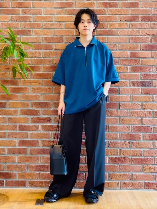 セール】【コレ1枚できまる！】ジョーゼットスタンドハーフジップ 