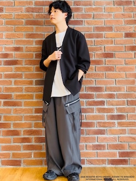 「tk.TAKEO KIKUCHI（ティーケータケオキクチ）のアイテム（パンツ）」を使った、Hisashiさん（メンズ・167cm）の夏コーディネート