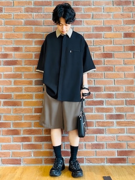 「tk.TAKEO KIKUCHI（ティーケータケオキクチ）のアイテム（パンツ）」を使った、Hisashiさん（メンズ・167cm）の夏コーディネート