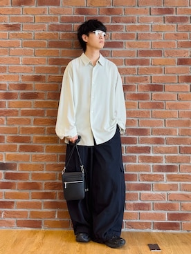 「tk.TAKEO KIKUCHI（ティーケータケオキクチ）のアイテム（バッグ）」を使った、Hisashiさん（メンズ・167cm）の夏コーディネート