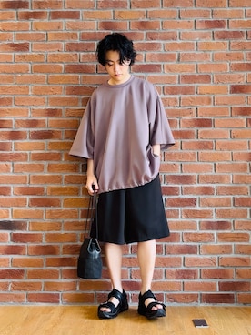 「tk.TAKEO KIKUCHI（ティーケータケオキクチ）のアイテム（シューズ）」を使った、Hisashiさん（メンズ・167cm）の夏コーディネート