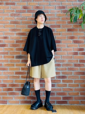 「tk.TAKEO KIKUCHI（ティーケータケオキクチ）のアイテム（パンツ）」を使った、Hisashiさん（メンズ・167cm）の夏コーディネート