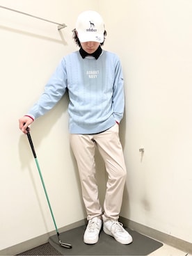「adabat（アダバット）の【新レーベル ADABAT NAVY】サルーキキャップ（キャップ、ホワイト系）」を使った、やすさん（167cm）の春コーディネート