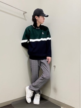 「adabat（アダバット）の【新レーベル ADABAT NAVY】サンデーズロゴキャップ（キャップ、ブラック系）」を使った、やすさん（167cm）の冬コーディネート