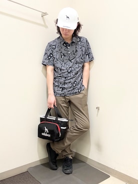 「adabat（アダバット）の【ADABAT NAVY】COOL CORE　キャップ（キャップ、ホワイト系）」を使った、やすさん（167cm）の春コーディネート