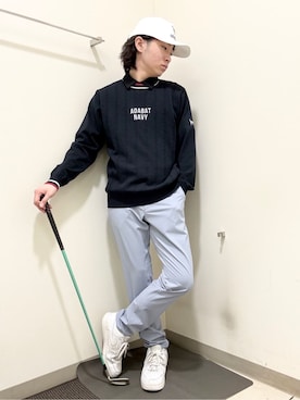「adabat（アダバット）の【新レーベル ADABAT NAVY】サルーキキャップ（キャップ、ホワイト系）」を使った、やすさん（167cm）の春コーディネート