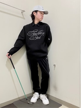 「adabat（アダバット）の【ADABAT NAVY】サルーキジャージキャップ（キャップ、グレー系）」を使った、やすさん（167cm）の冬コーディネート
