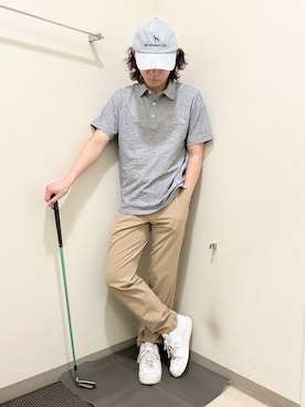 「adabat（アダバット）のネックシェードキャップ（キャップ、グレー系）」を使った、やすさん（167cm）の春コーディネート