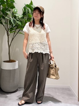「GLOBAL WORK（グローバルワーク）のアイテム（帽子）」を使った、momo12gwさん（レディース・155cm）の夏コーディネート