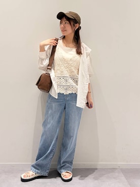 「GLOBAL WORK（グローバルワーク）のアイテム（キャップ）」を使った、momo12gwさん（レディース・155cm）の夏コーディネート