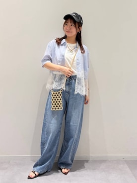 「GLOBAL WORK（グローバルワーク）のアイテム（帽子）」を使った、momo12gwさん（レディース・155cm）の夏コーディネート