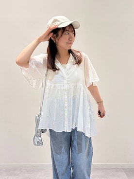 「GLOBAL WORK（グローバルワーク）のアイテム（帽子）」を使った、momo12gwさん（レディース・155cm）の夏コーディネート
