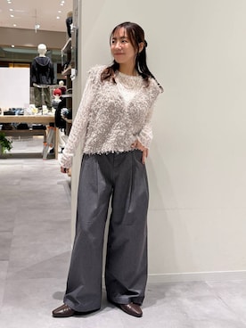 「GLOBAL WORK（グローバルワーク）のやさしソールVカットパンプス/1023336（パンプス、ブラウン系）」を使った、momo12gwさん（レディース・155cm）の秋コーディネート