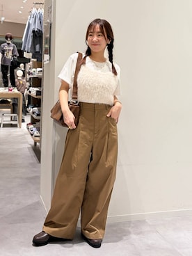 「GLOBAL WORK（グローバルワーク）のエアかる厚底ローファー/136031（ローファー、ブラウン系）」を使った、momo12gwさん（レディース・155cm）の夏コーディネート