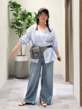 「GLOBAL WORK（グローバルワーク）のアイテム（帽子）」を使った、momo12gwさん（レディース・155cm）の夏コーディネート
