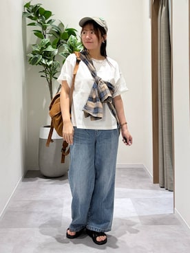 「GLOBAL WORK（グローバルワーク）のアイテム（帽子）」を使った、momo12gwさん（レディース・155cm）の夏コーディネート