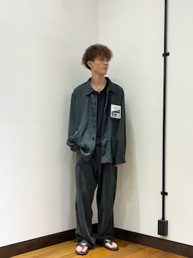 「URBAN RESEARCH（アーバンリサーチ）の『別注』LE VETEMENT ATLANTIQUE×URBAN RESEARCH　ワークジャケット（カバーオール、グリーン系）」を使った、なとさん（メンズ・172cm）の夏コーディネート