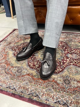 「Berwick1707（バーウィック）のBerwick バーウィック タッセル ローファー 4340 ダイナイトソール（ローファー、グレー系）」を使った、Berwick  FUKUOKAさん（メンズ・175cm）の夏コーディネート