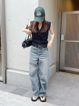 「Vネック」｜risaさん（レディース・160cm）の春コーディネート
