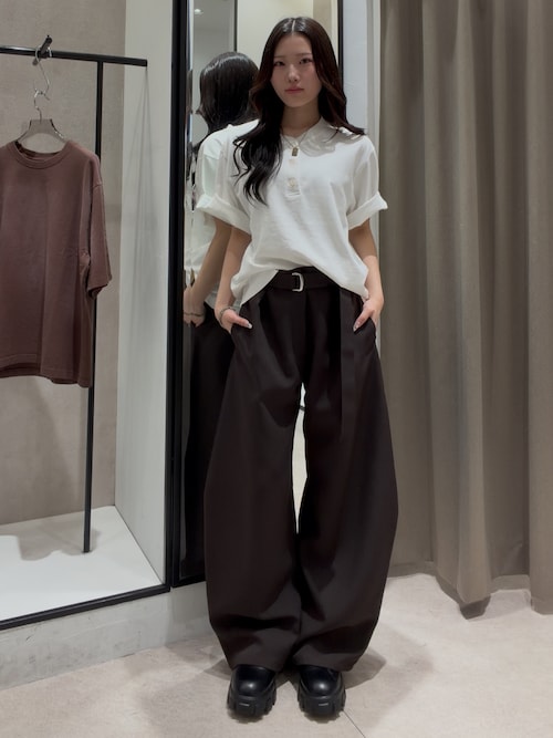 Lui's（ルイス） ワイドパンツ スラックス ベルテッドダブルクロス