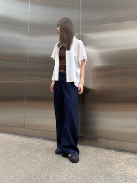 「URBAN RESEARCH DOORS（アーバンリサーチドアーズ）のアイテム（デニムパンツ）」を使った、花鈴さん（レディース・163cm）の夏コーディネート