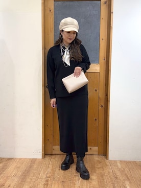 「アイテム（キャスケット）」を使った、Ayana.さん（レディース・168cm）の冬コーディネート