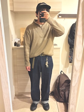 「Maison Kitsune(メゾンキツネ)のアイテム」を使った、MIKEさん(メンズ・173cm)の春コーディネート