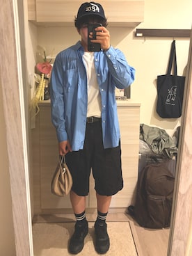 「MHL.（エムエイチエル）のアイテム」を使った、MIKEさん（メンズ・173cm）の春コーディネート