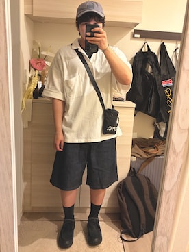 「MARGARET HOWELL（マーガレットハウエル）のアイテム」を使った、MIKEさん（メンズ・173cm）の夏コーディネート