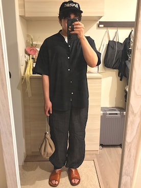 「Maison Kitsune（メゾンキツネ）のアイテム」を使った、MIKEさん（メンズ・173cm）の夏コーディネート