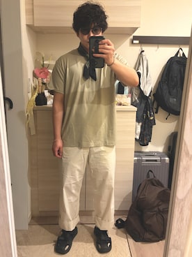「JINS（ジンズ）のアイテム」を使った、MIKEさん（メンズ・173cm）の夏コーディネート
