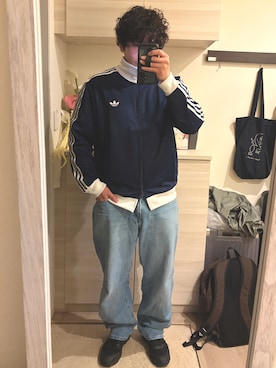 「アイテム（ジャージ）」を使った、MIKEさん（メンズ・173cm）の春コーディネート