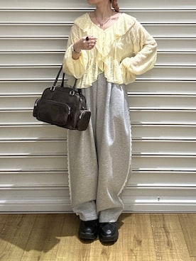 「LOWRYS FARM（ローリーズファーム）のアイテム（帽子）」を使った、もえりんさん（レディース・150cm）の春コーディネート