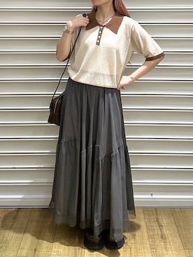 「LOWRYS FARM（ローリーズファーム）のアイテム（帽子）」を使った、もえりんさん（レディース・150cm）の春コーディネート