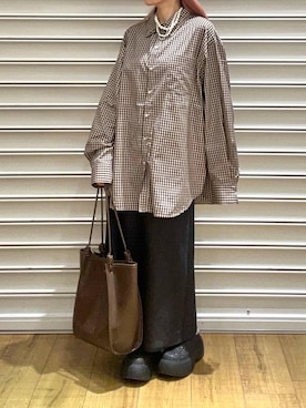 「LOWRYS FARM（ローリーズファーム）のパールタレンネックレス　249411（ネックレス、ベージュ系）」を使った、もえりんさん（レディース）の春コーディネート