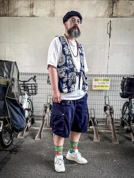 「halo commodity（ハロ　コモディティー）の【halo commodity/ハロ コモディティー】Salt Beret h251-511（ハンチング/ベレー帽）」を使った、あらたくんさん（メンズ・179cm・40代）の夏コーディネート