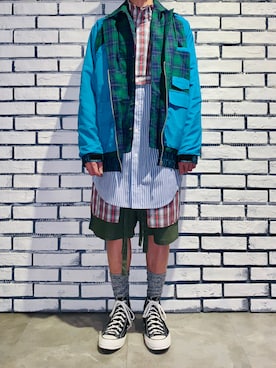 「TAIPEI」｜「アイテム（ナイロンジャケット）」を使った、rechic clothing shopさん（メンズ・171cm）の春コーディネート