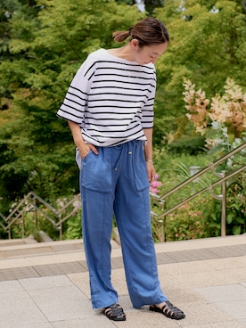 「CHIGNON（シニヨン）のアイテム（パンツ）」を使った、小澤 美和子さん（レディース・160cm）の夏コーディネート
