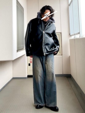 「アイテム（ムートンコート）」を使った、Masato Kurosakiさん（メンズ・174cm）の冬コーディネート