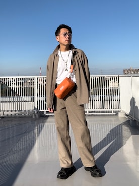 「Re（アールイー）のアイテム」を使った、Masato Kurosakiさん（メンズ・174cm）の秋コーディネート
