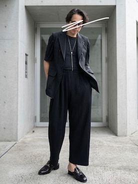 「HOMME PLISSE ISSEY MIYAKE（オムプリッセイッセイミヤケ）のアイテム」を使った、Masato Kurosakiさん（メンズ・174cm）の夏コーディネート