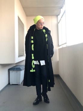 「蛍光色」｜Masato Kurosakiさん（メンズ・174cm）の冬コーディネート