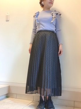 「AMERICAN HOLIC（アメリカンホリック）の・レースロングプリーツスカート（スカート）」を使った、⭐️KAoRI⭐️さん（レディース・160cm）の春コーディネート