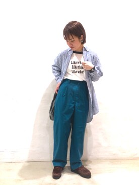 「niko and...（ニコアンド）のアイテム（トップス、ブルー系）」を使った、あやてぃんさん（レディース・156cm）の秋コーディネート